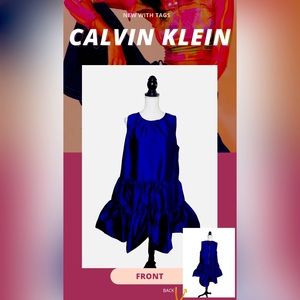 Calvin Klein Women's Fit & Flare Tiered Taffeta Dress (14, Ultramarine) NWT